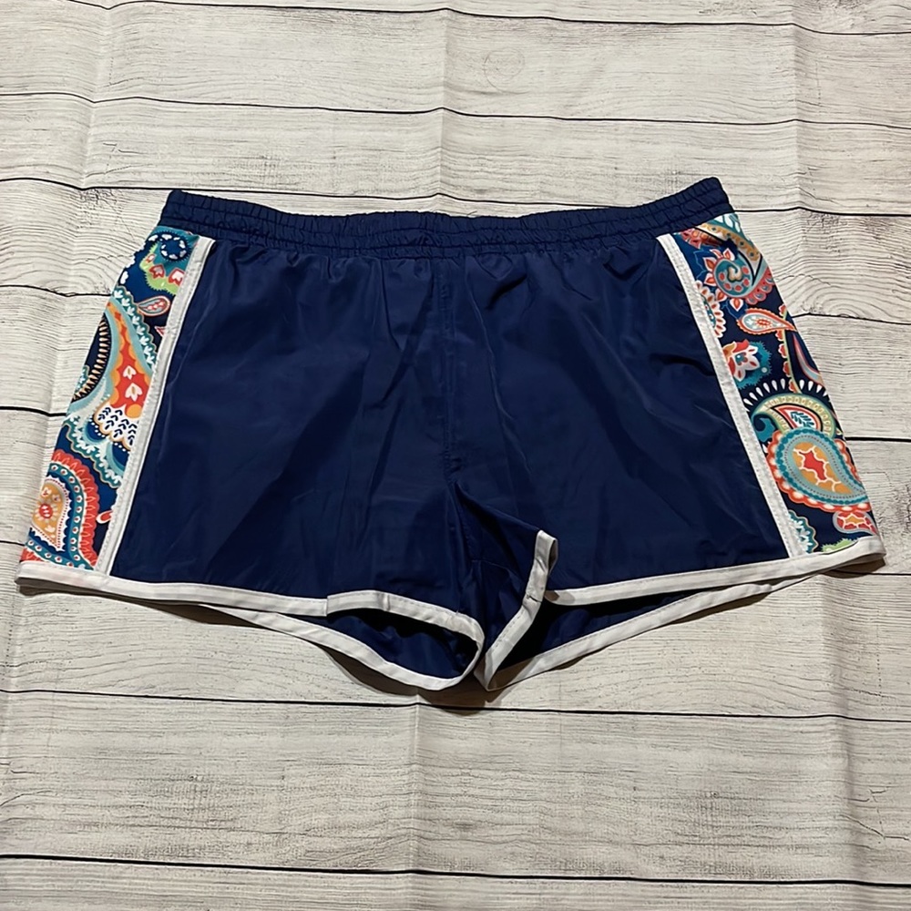 Viv & Lou Navy with Paisley Print Workout Shorts size Medium